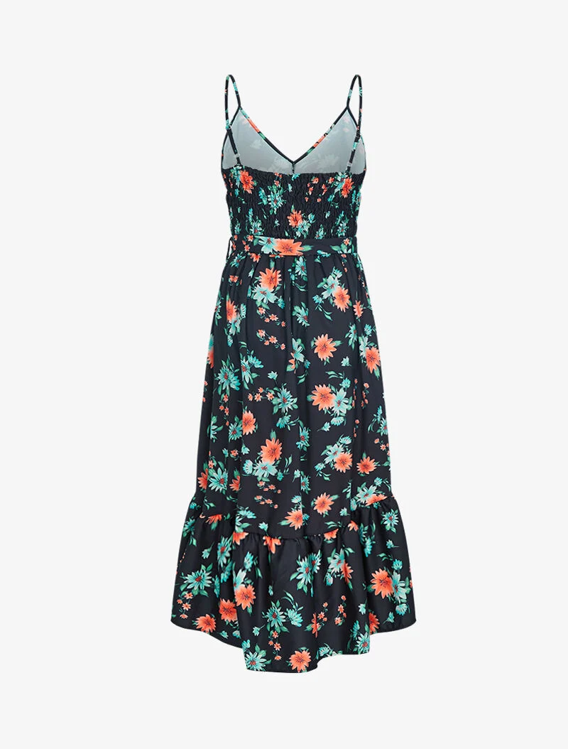 Asymmetrisches Kleid mit Drucken - schwarz