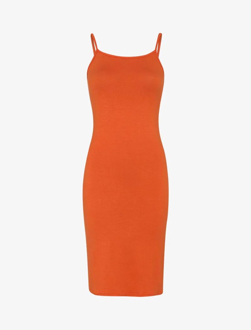 Einfarbiges Basic-Kleid - Orange