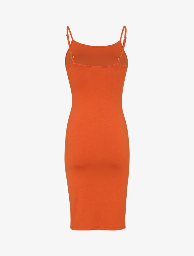 Einfarbiges Basic-Kleid - Orange