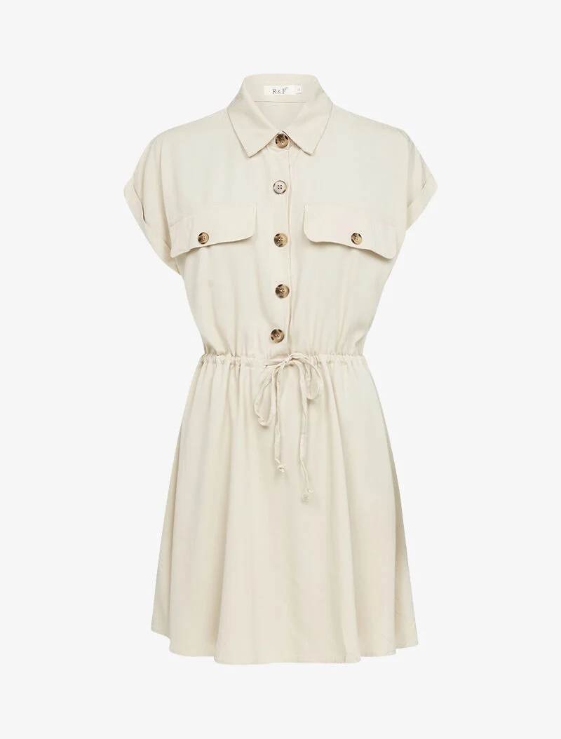 Kleid mit Fledermaus-Oberteil - beige