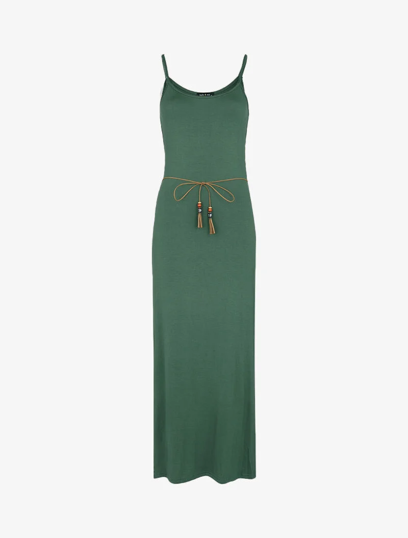 Kleid mit geschlitzten Seiten - Grün