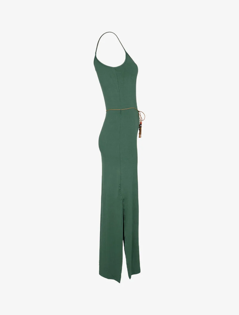 Kleid mit geschlitzten Seiten - Grün