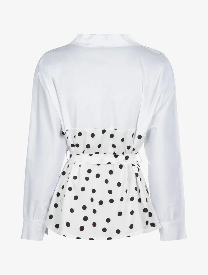 Hemdbluse mit Prints - weiß