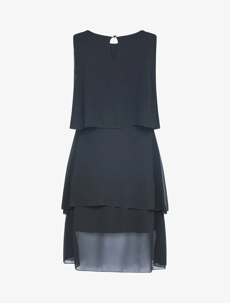 Kleid aus Voile mit Schmuckkragen - schwarz