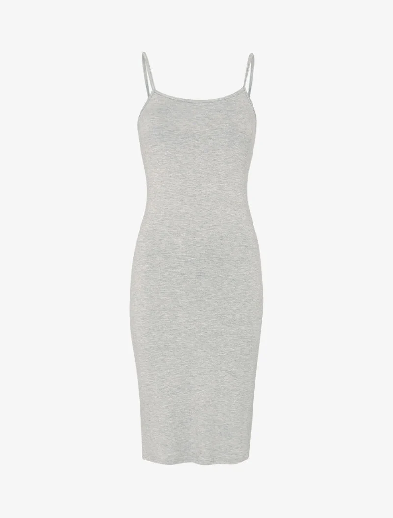 Einfarbiges Basic-Kleid - Hellgrau meliert