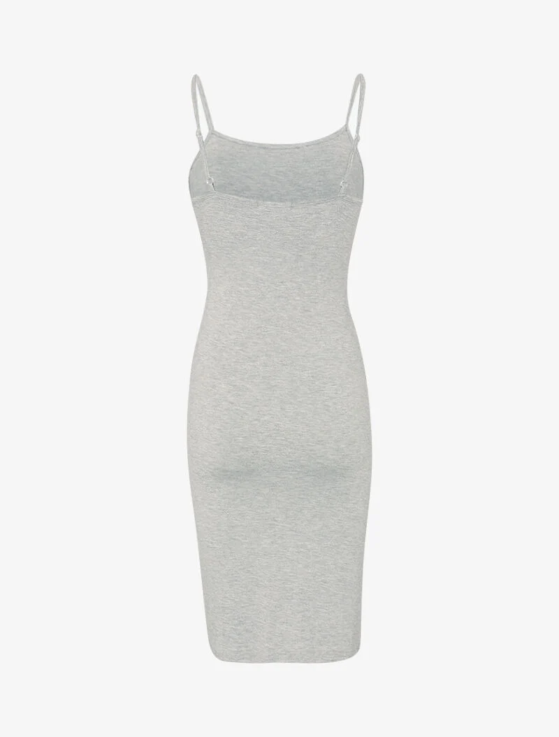 Einfarbiges Basic-Kleid - Hellgrau meliert