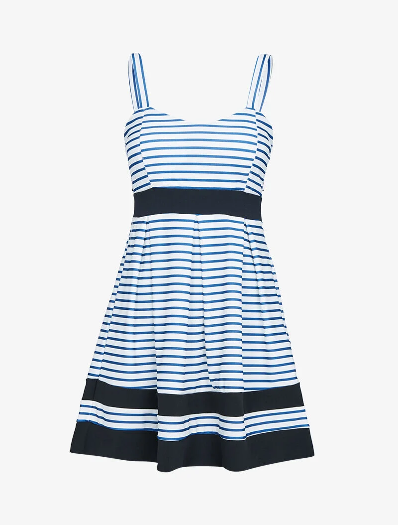Gestreiftes Kleid mit kontrastierenden Streifen - Marine