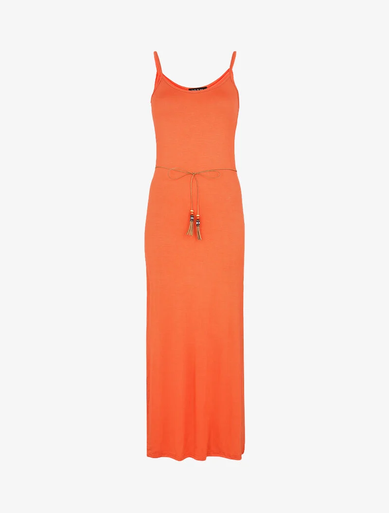 Kleid mit geschlitzten Seiten - Orange