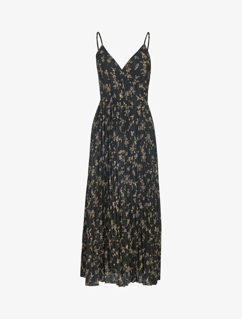 Gaufriertes Kleid mit Blumenmuster - schwarz