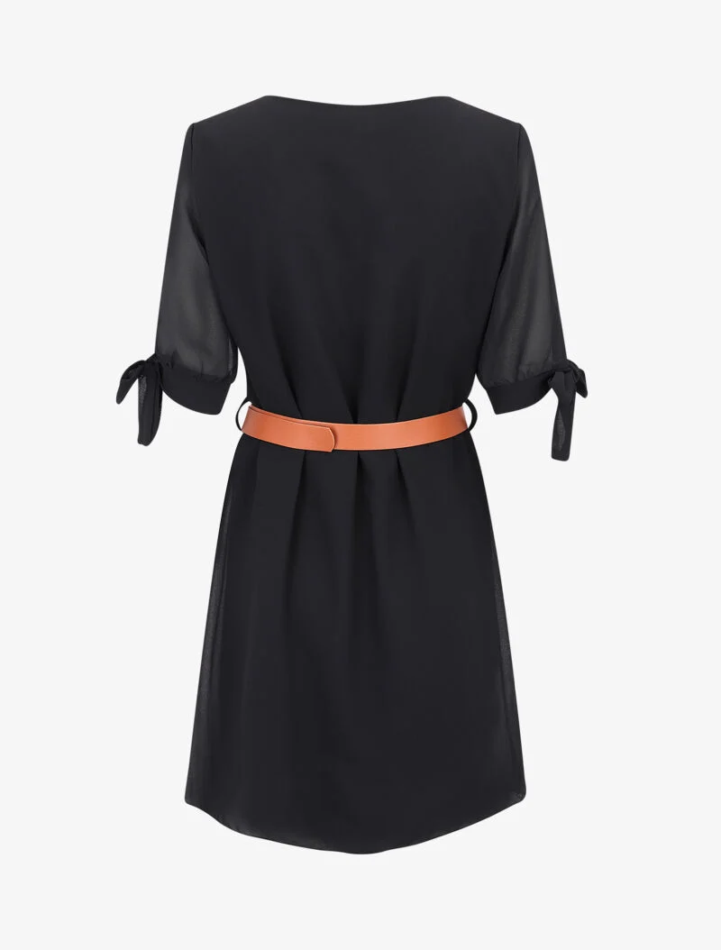 Voilekleid mit Kettendetail - schwarz