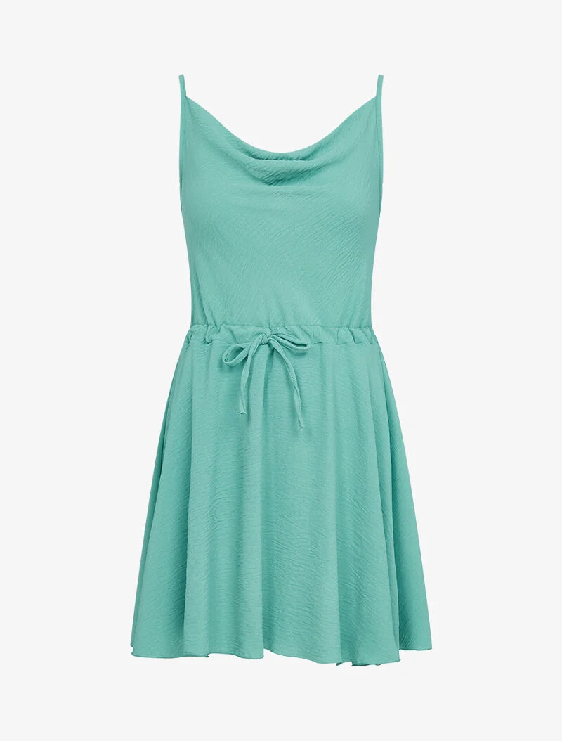 Skaterkleid mit Wasserfallausschnitt - Minzgrün
