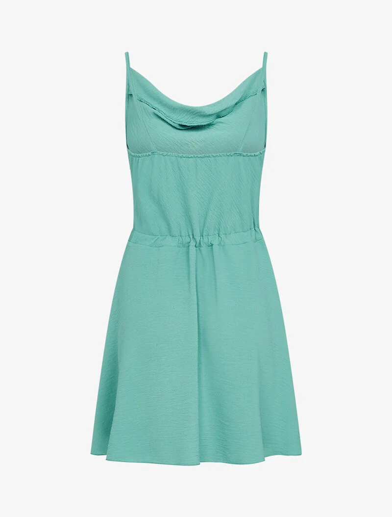 Skaterkleid mit Wasserfallausschnitt - Minzgrün