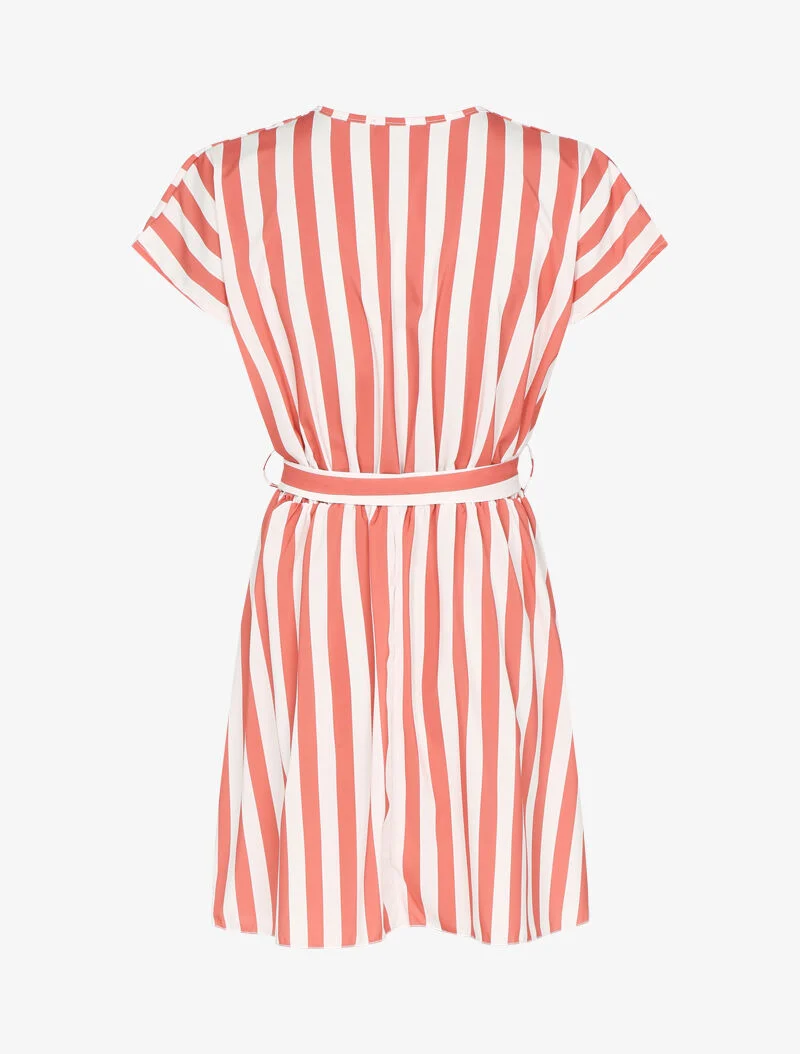 Gestreiftes Skaterkleid - Koralle