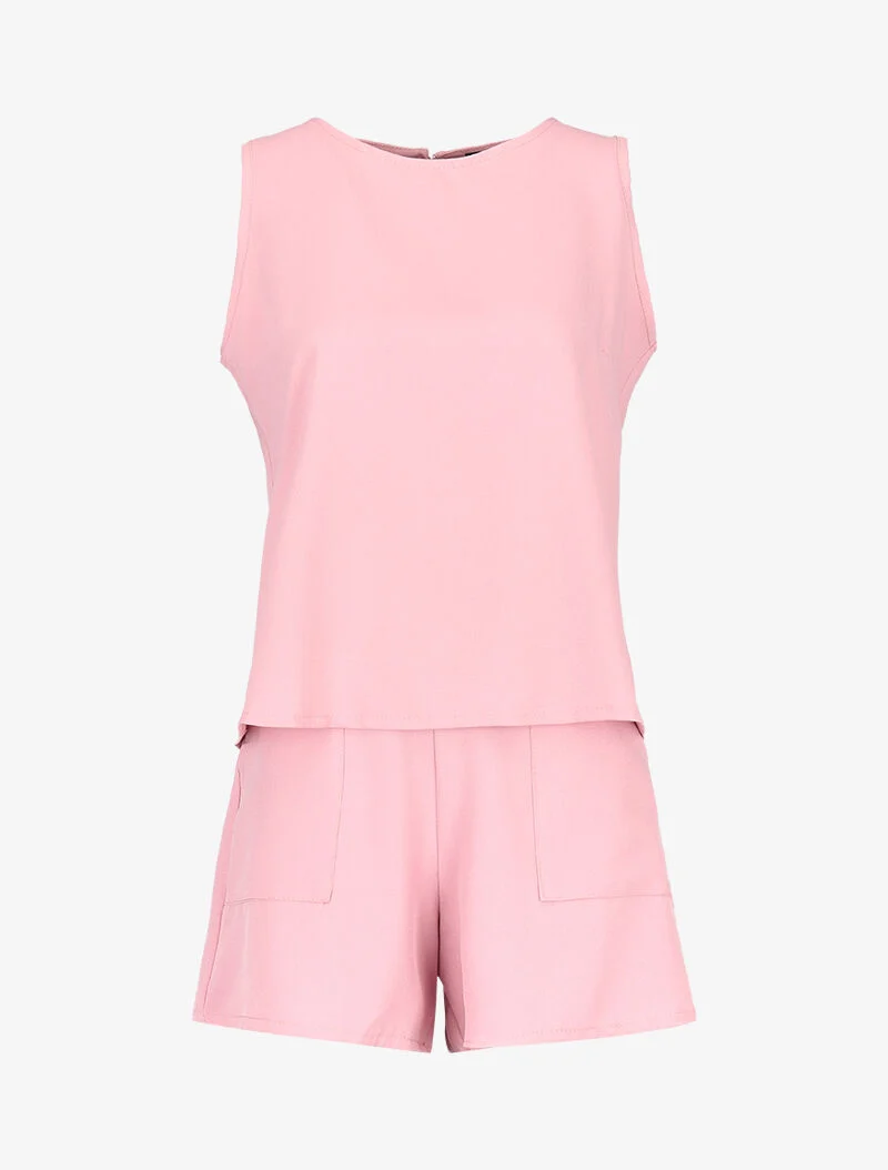 Tanktop- und fließendes Shorts-Set - Rose