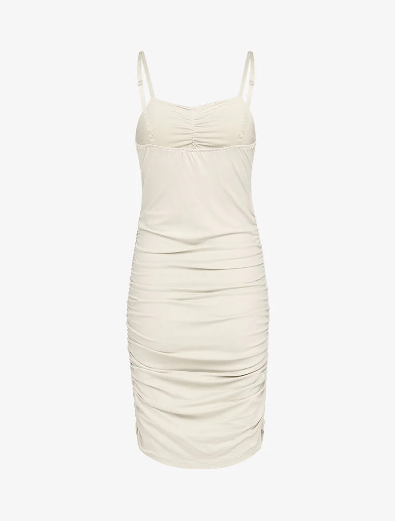 Gerafftes figurbetontes Kleid - beige