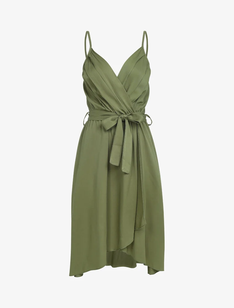 Fließendes Wickelkleid - Kaki