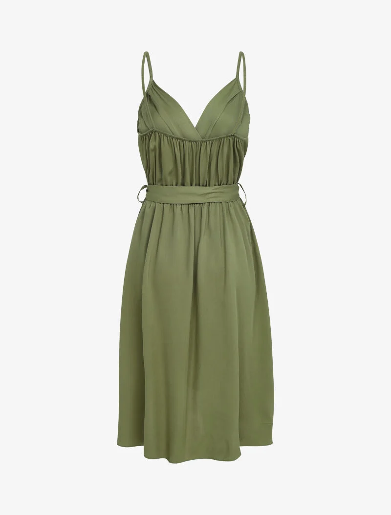 Fließendes Wickelkleid - Kaki