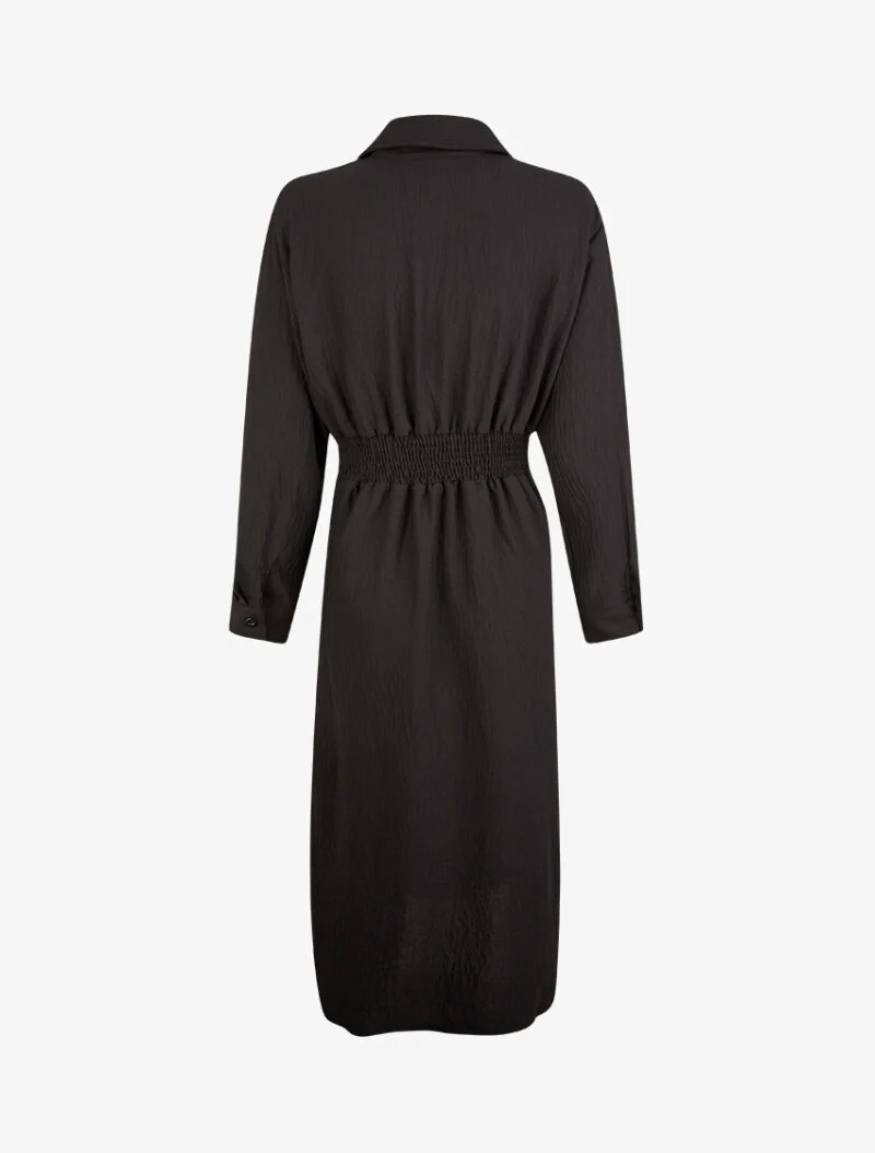 Hemdblusenkleid mit Knopfleiste - schwarz