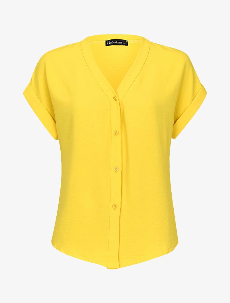 Fließende Bluse mit Knöpfen - gelb