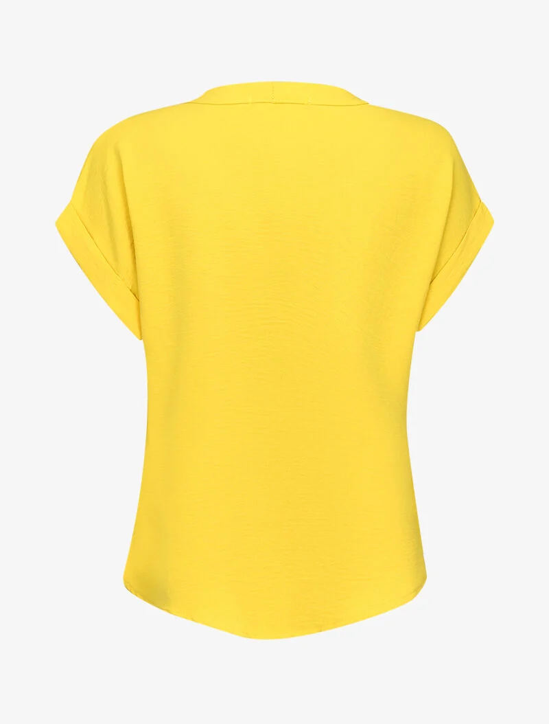 Fließende Bluse mit Knöpfen - gelb