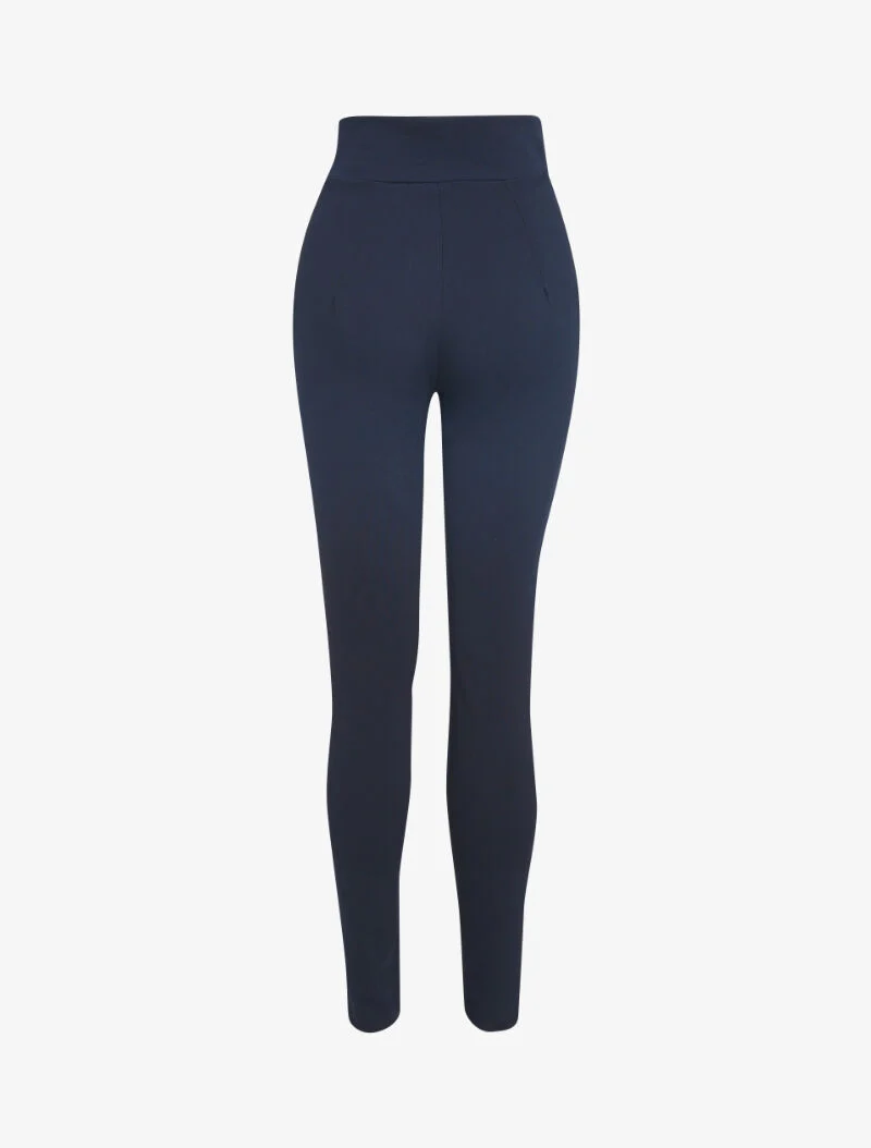Empire-Taille-Hose mit Knopfleiste - Marine
