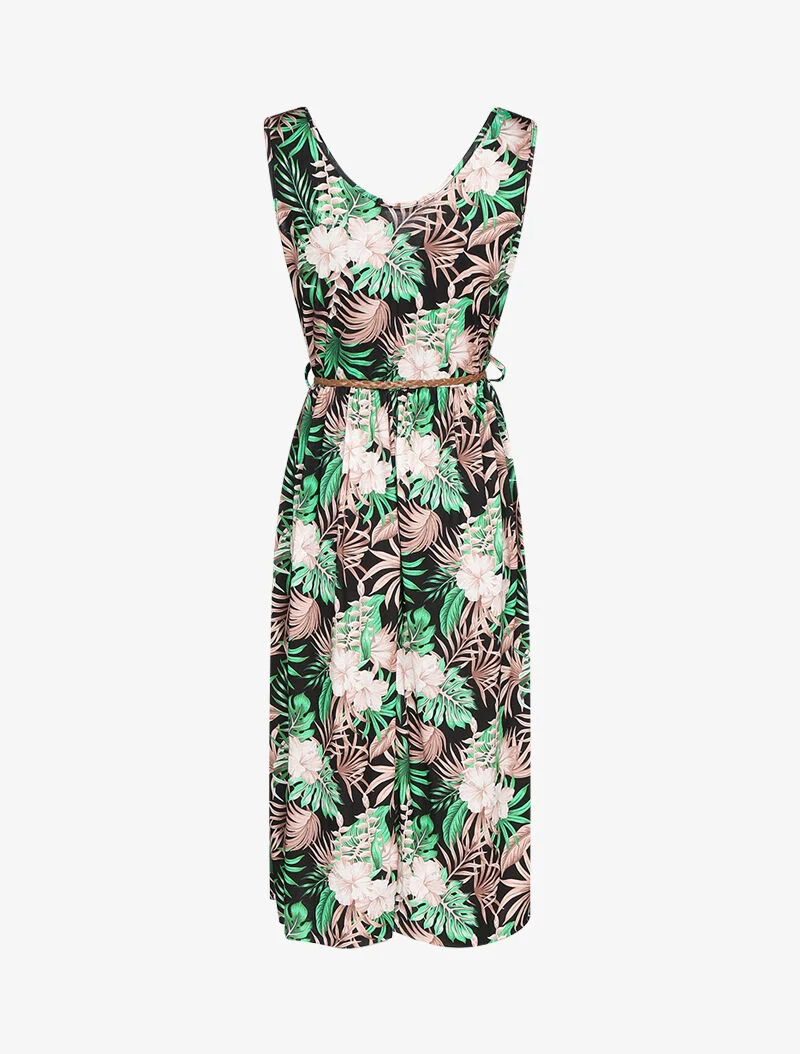 Kleid mit Tropenmuster - schwarz