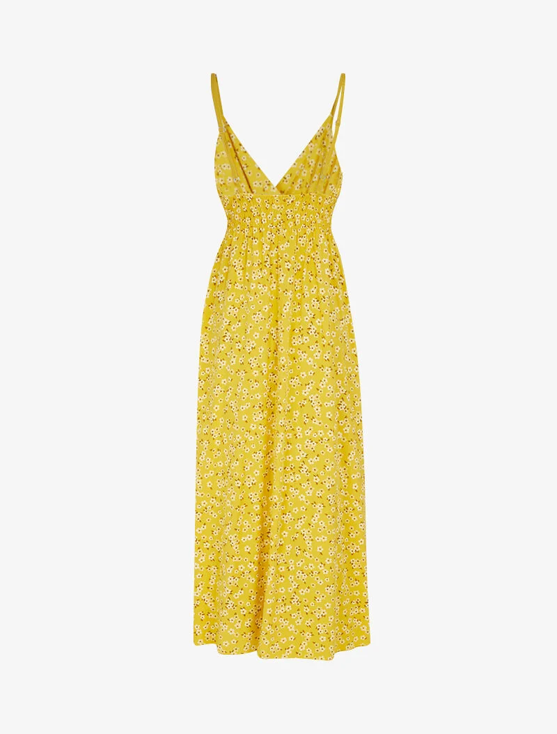 Empire-Taille-Kleid mit Drucken - gelb