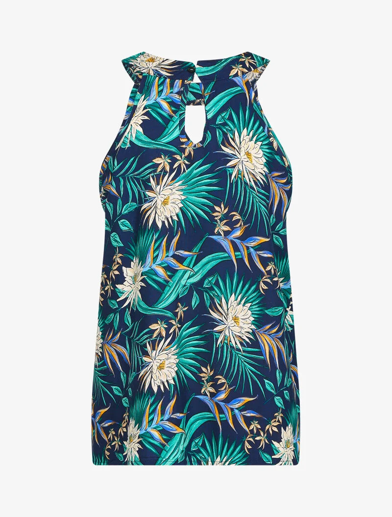 Bedrucktes Blumenshirt - Marine
