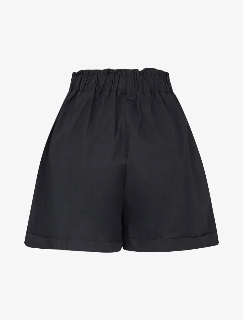 Bedruckte Trapezshorts mit Bindebändern - schwarz