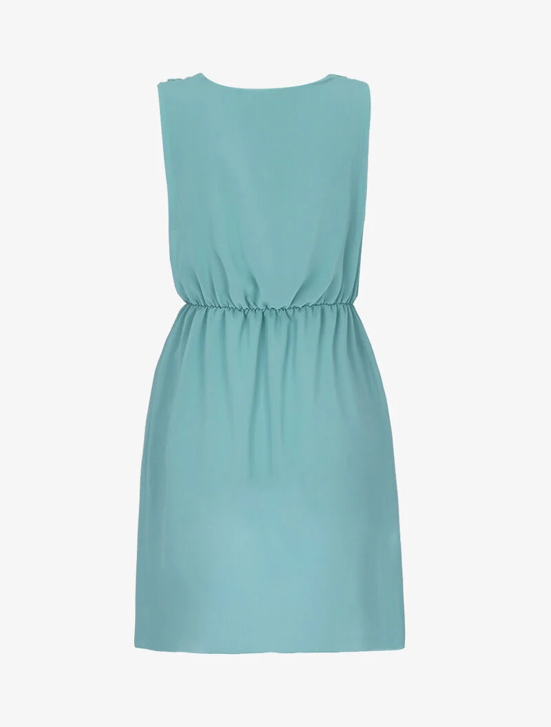 Kleid aus Voile mit Wasserfallausschnitt - Türkis