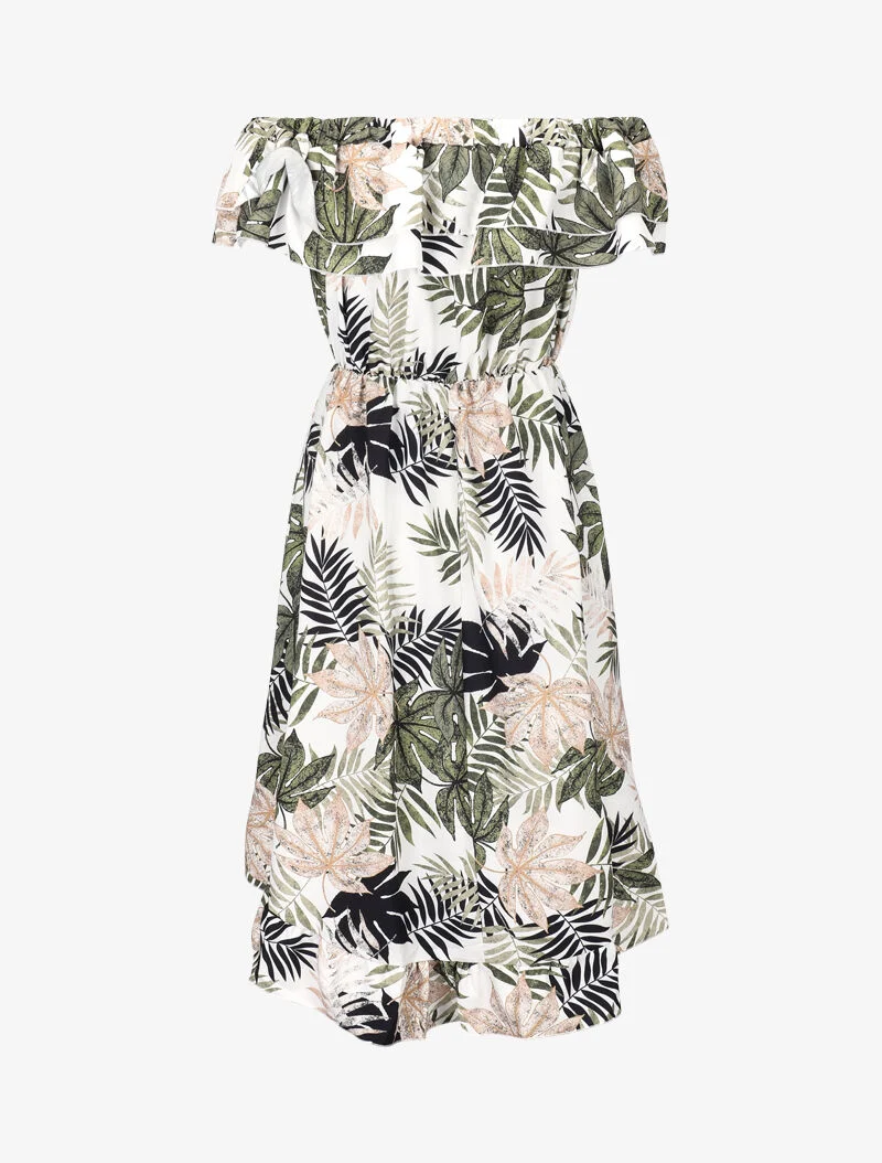 Rüschenkleid mit Druckmuster - Kaki