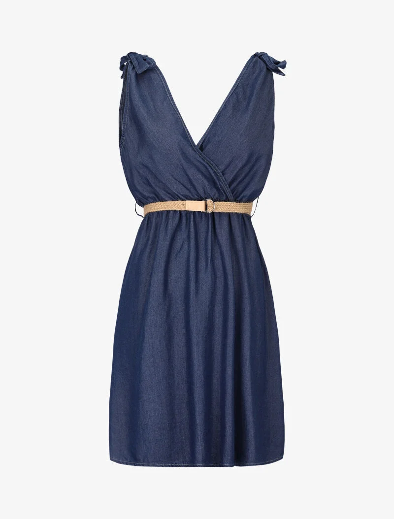 Wickelkleid aus Jeansstoff - Dunkelblaues Denim
