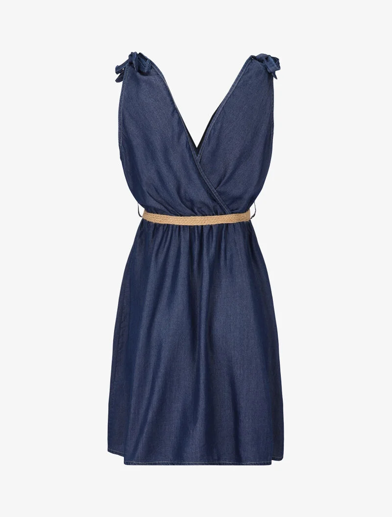 Wickelkleid aus Jeansstoff - Dunkelblaues Denim