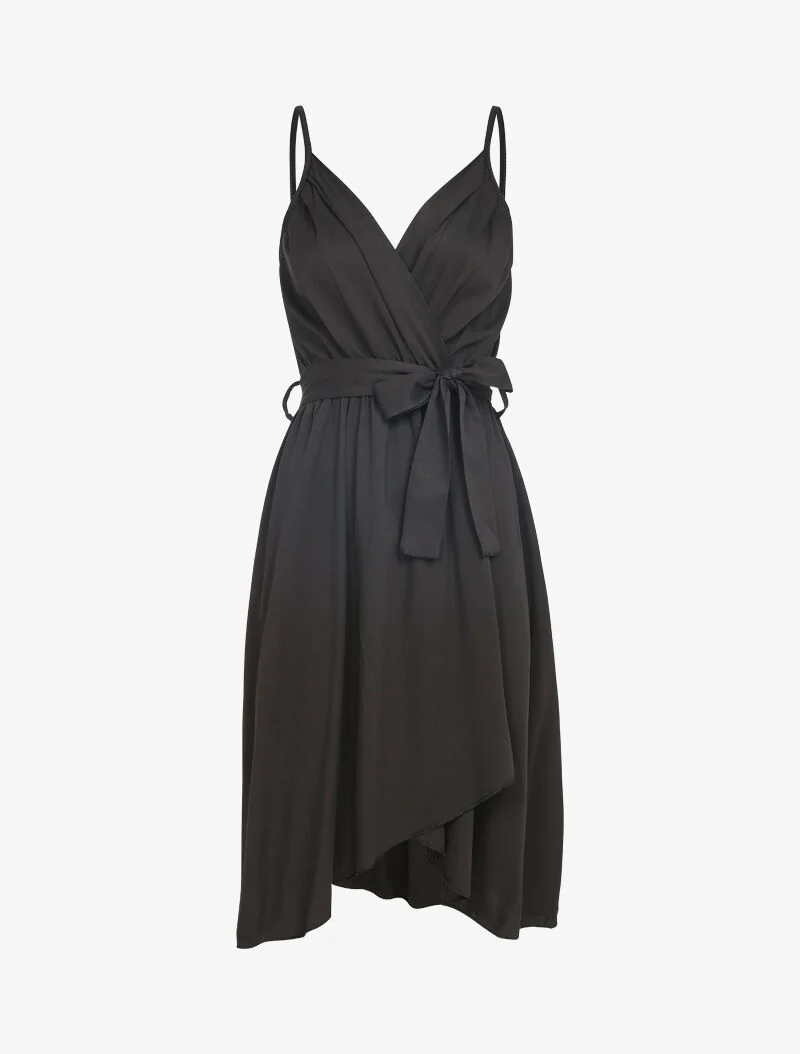 Fließendes Wickelkleid - schwarz