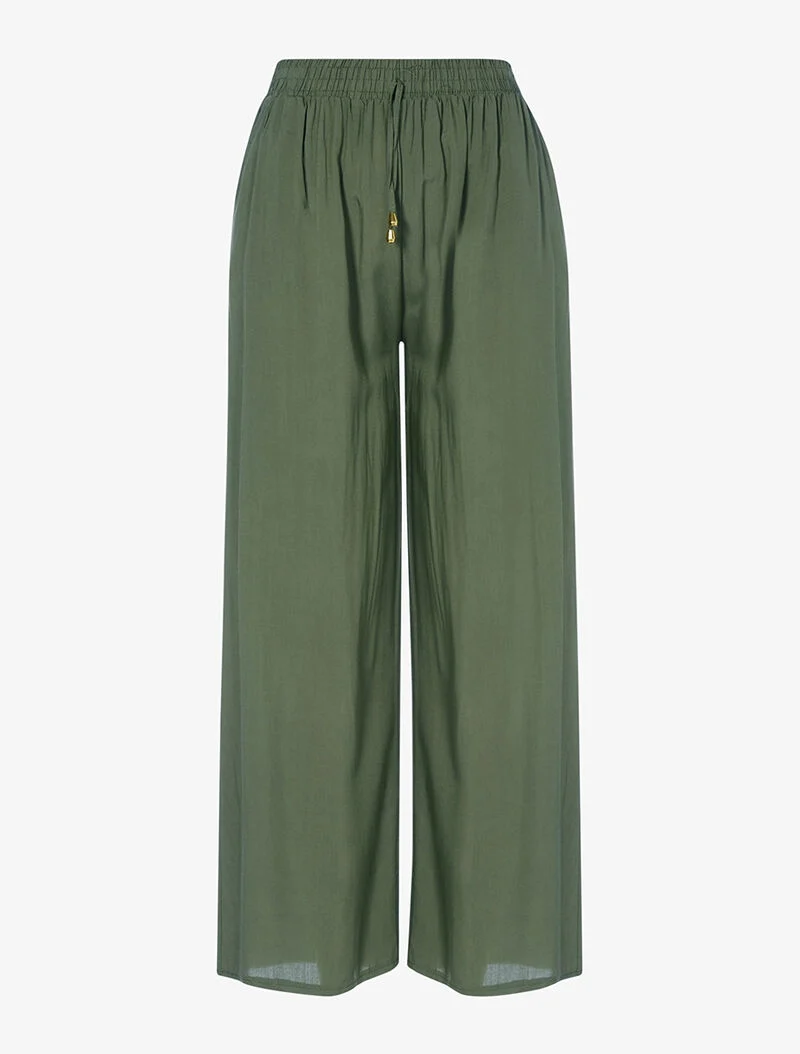 Fließende einfarbige Hose - Kaki