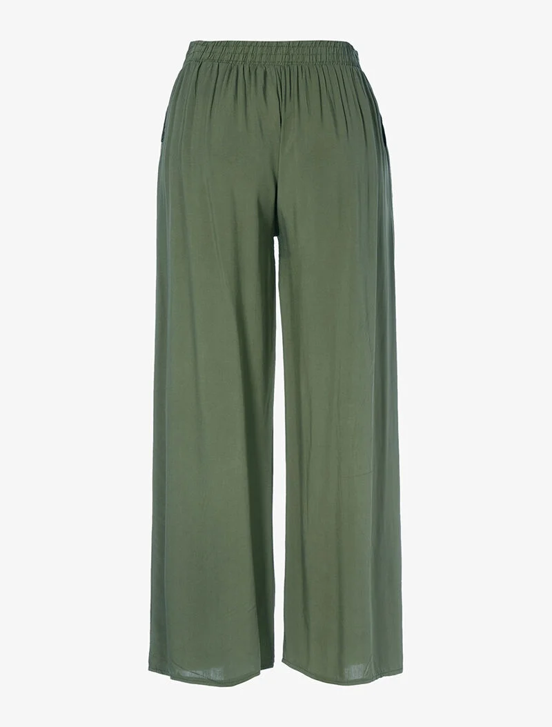 Fließende einfarbige Hose - Kaki