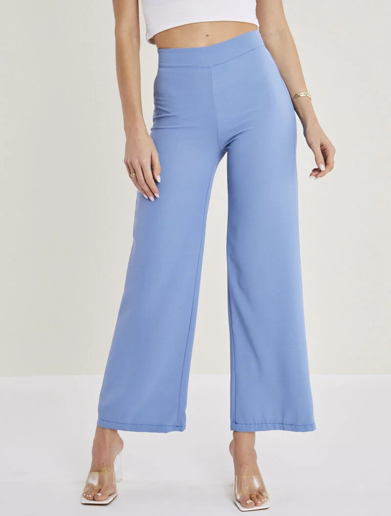 Fließende Hose mit geradem Schnitt - Hellblau