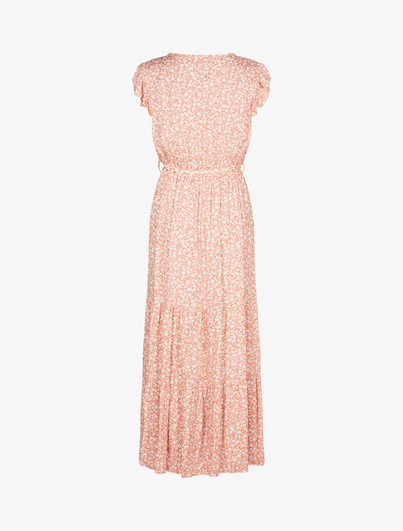 Langes Kleid mit Aufdruck und Schößchen - Rose