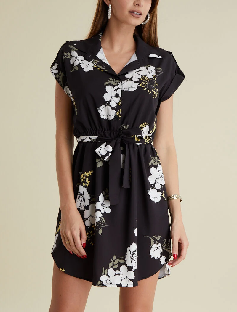 Bluse mit Blumenmuster - schwarz