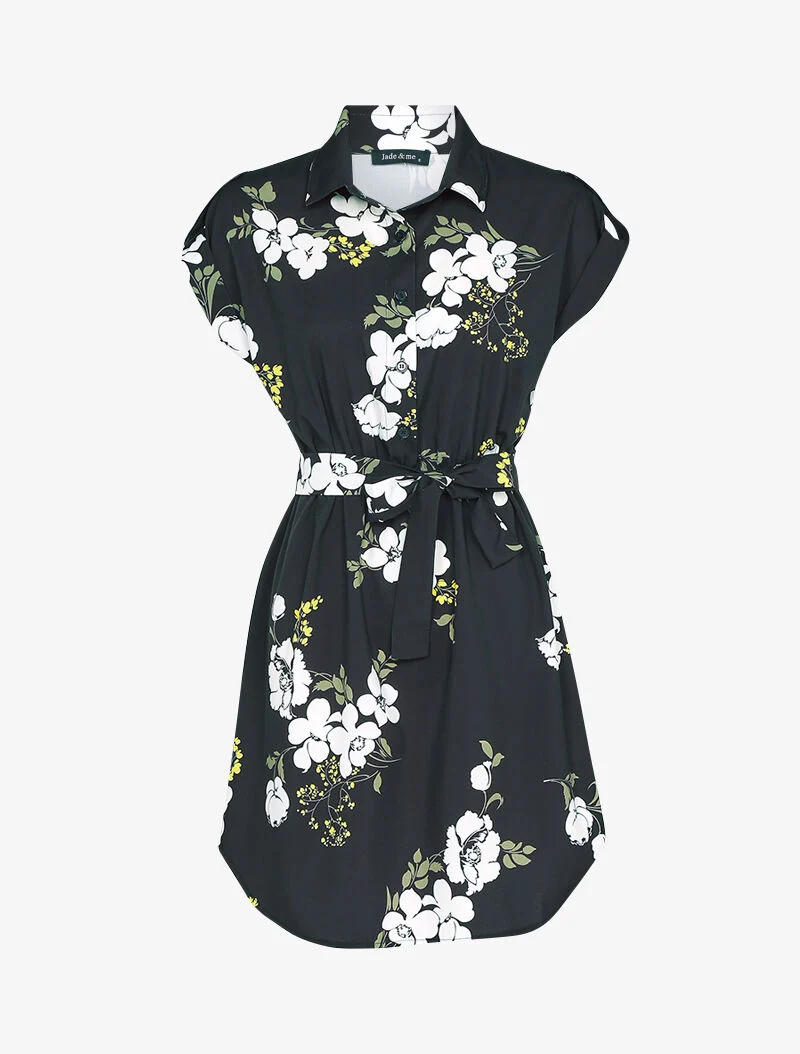 Bluse mit Blumenmuster - schwarz