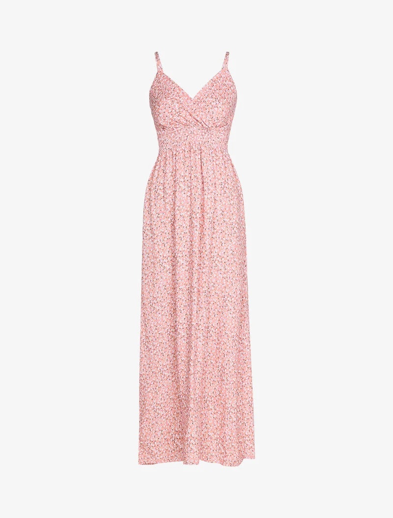 Langes Kleid mit Blumenmuster aus Baumwolle - Rose