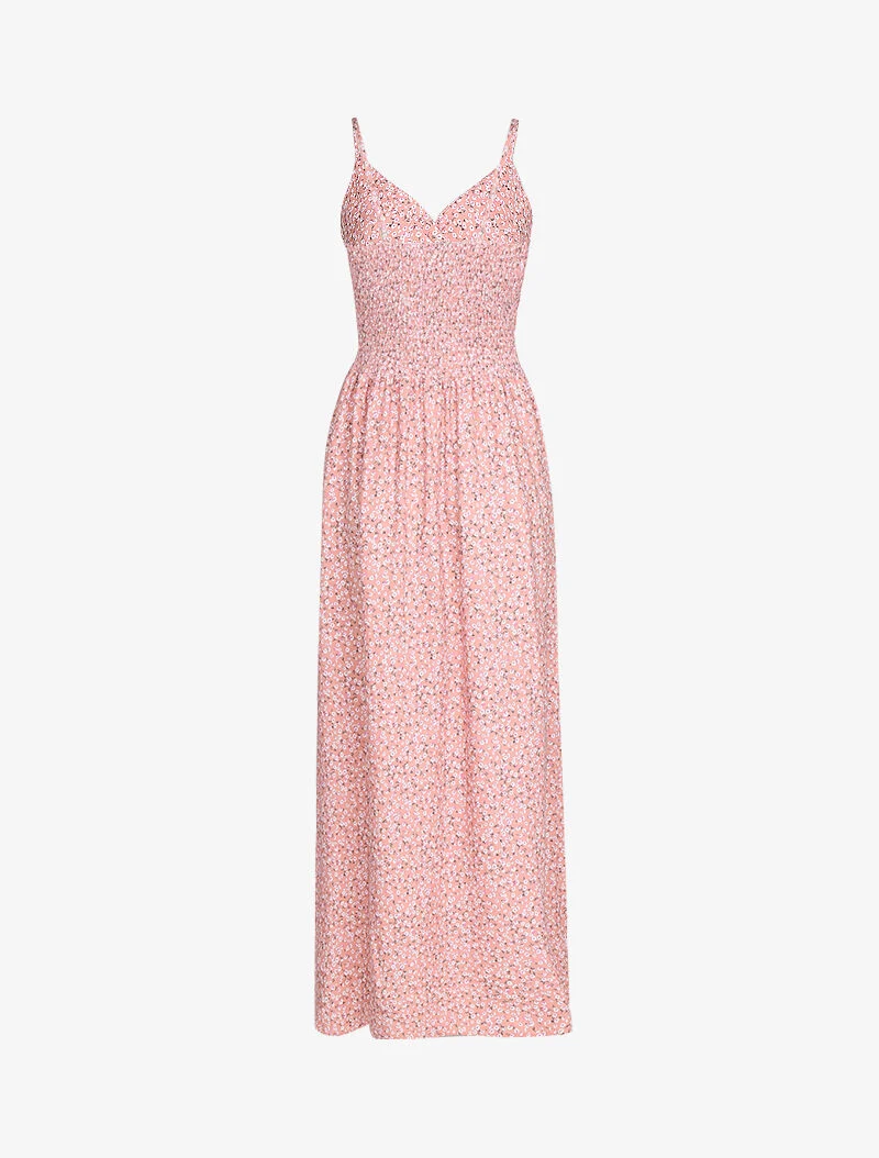 Langes Kleid mit Blumenmuster aus Baumwolle - Rose