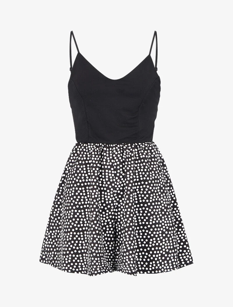 Gepunkteter Jumpsuit - schwarz