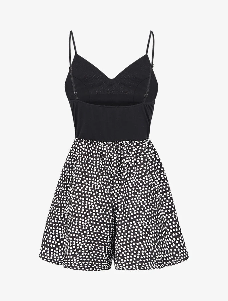 Gepunkteter Jumpsuit - schwarz