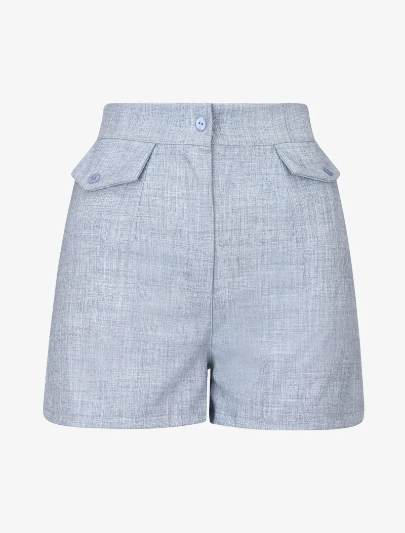 Mini-Shorts im Baumwoll-Leinen-Look - Himmelblau