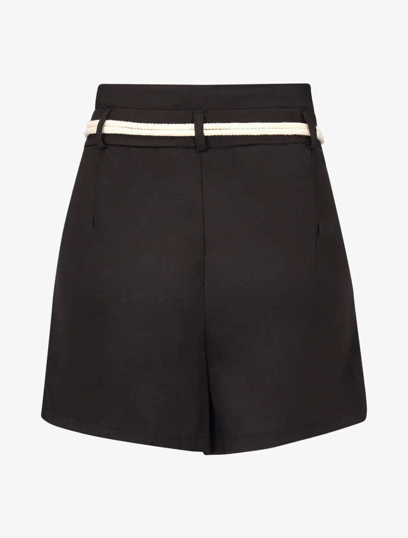 Basic High-Waist Paperbag-Shorts - schwarz