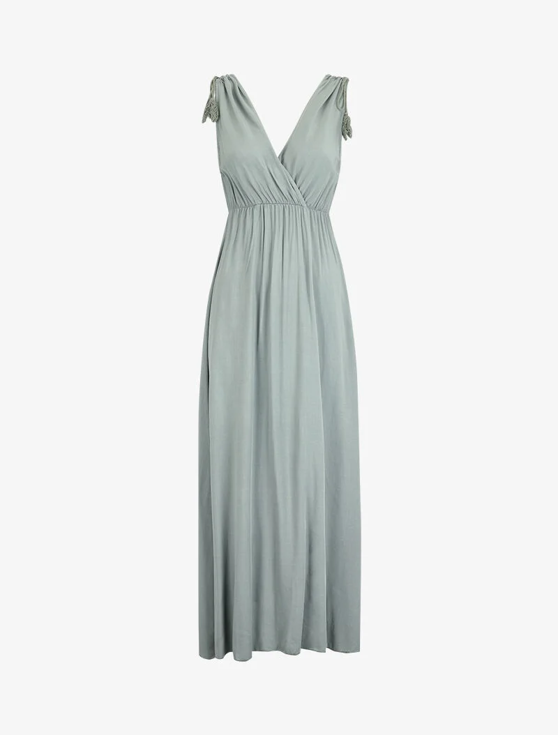 Trägerkleid mit Quasten - Kaki