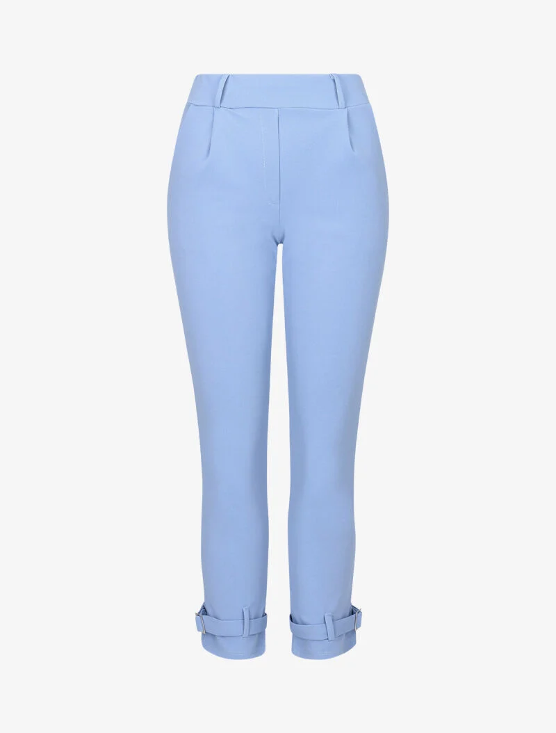 Karottenhose mit stilisierten Kanten - Himmelblau