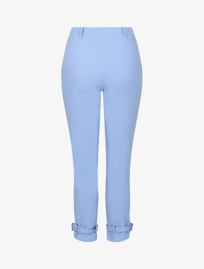 Karottenhose mit stilisierten Kanten - Himmelblau