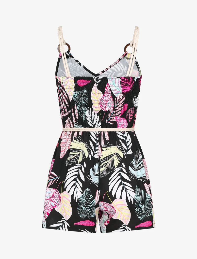 Bedruckter Jumpsuit mit kordelartigen Details - schwarz